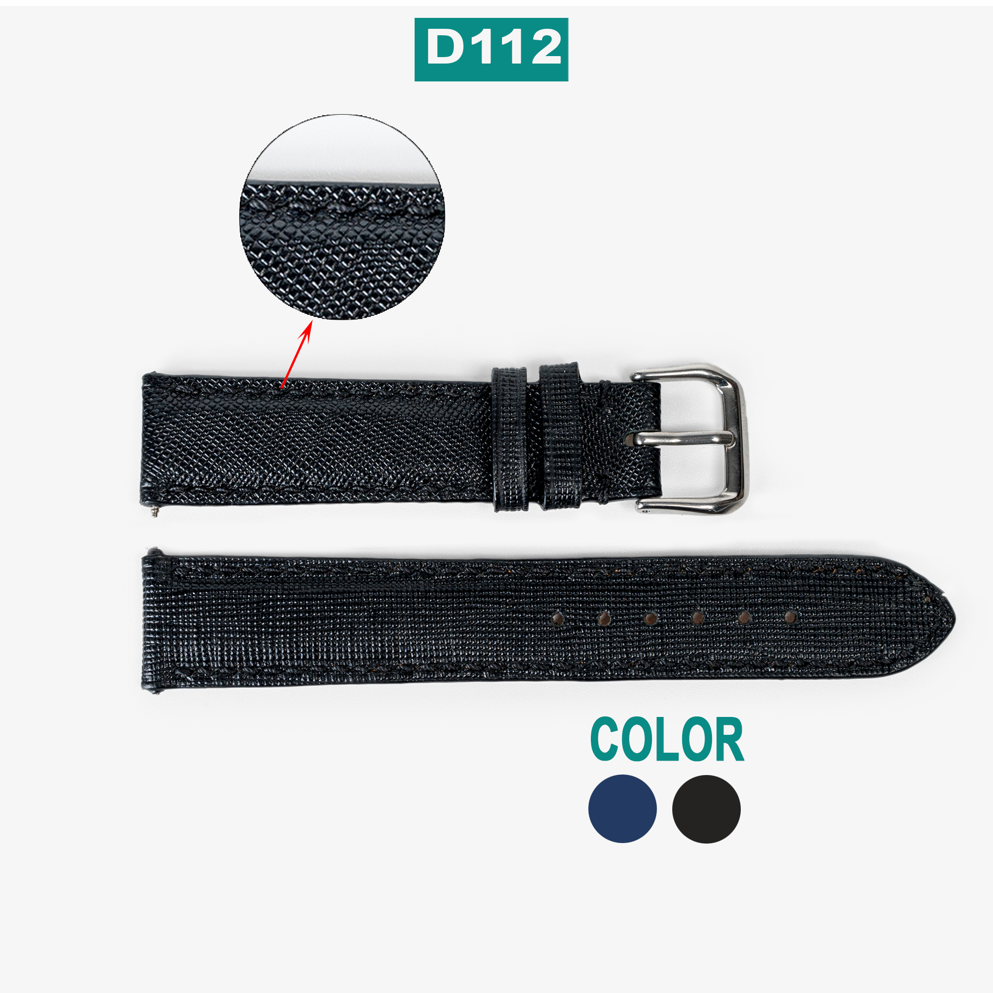 Dây đồng hồ nam da saffiano D112-da thật-khâu tay thủ công cao cấp, dây da đồng hồ size 18mm 20mm 22mm 24mm phù hợp với cả dw rolex hublot orient seiko