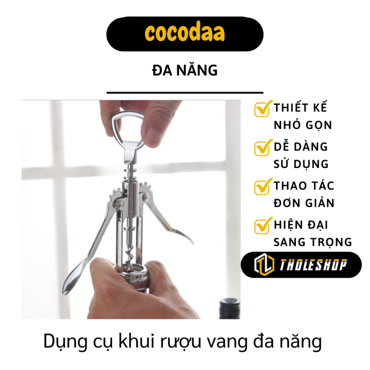 Dụng cụ khui rượu vang đa năng - Dụng cụ mở, khui nắp chai rượu vang inox cap cấp. siêu bền - Đồ khui bia, nước ngọt