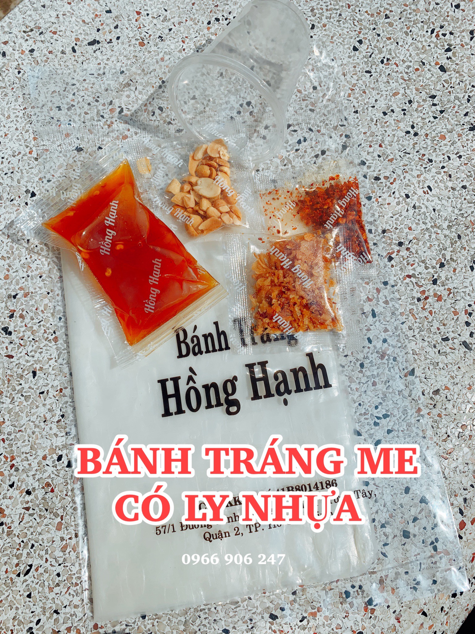 10bịch Bánh Tráng Me Hồng Hạnh sốt me chua ngọt đậu phộng hành phi ớt khô