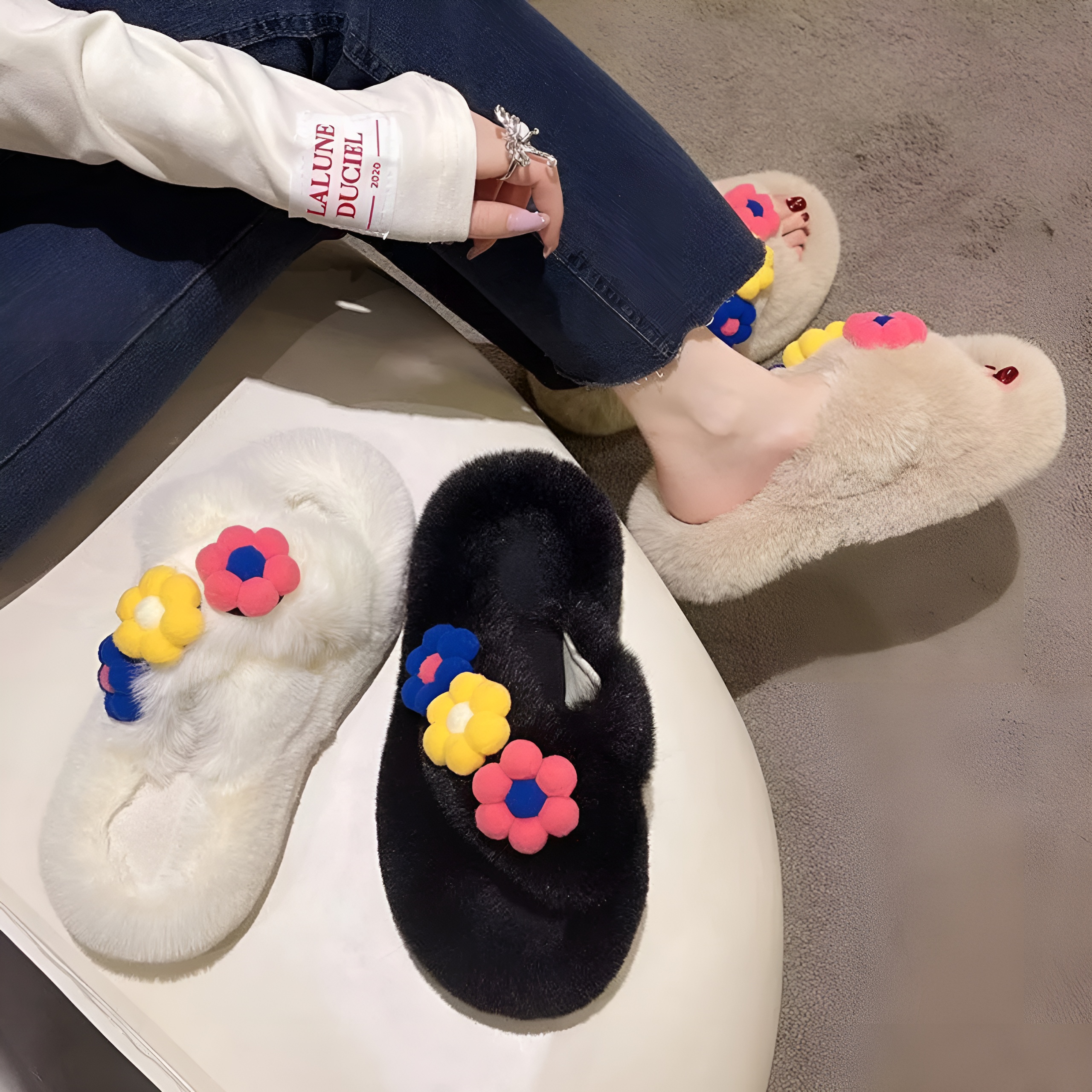 DÉP LÔNG CHÉO HOA ĐẾ CAO 5CM - HÀNG QUẢNG CHÂU