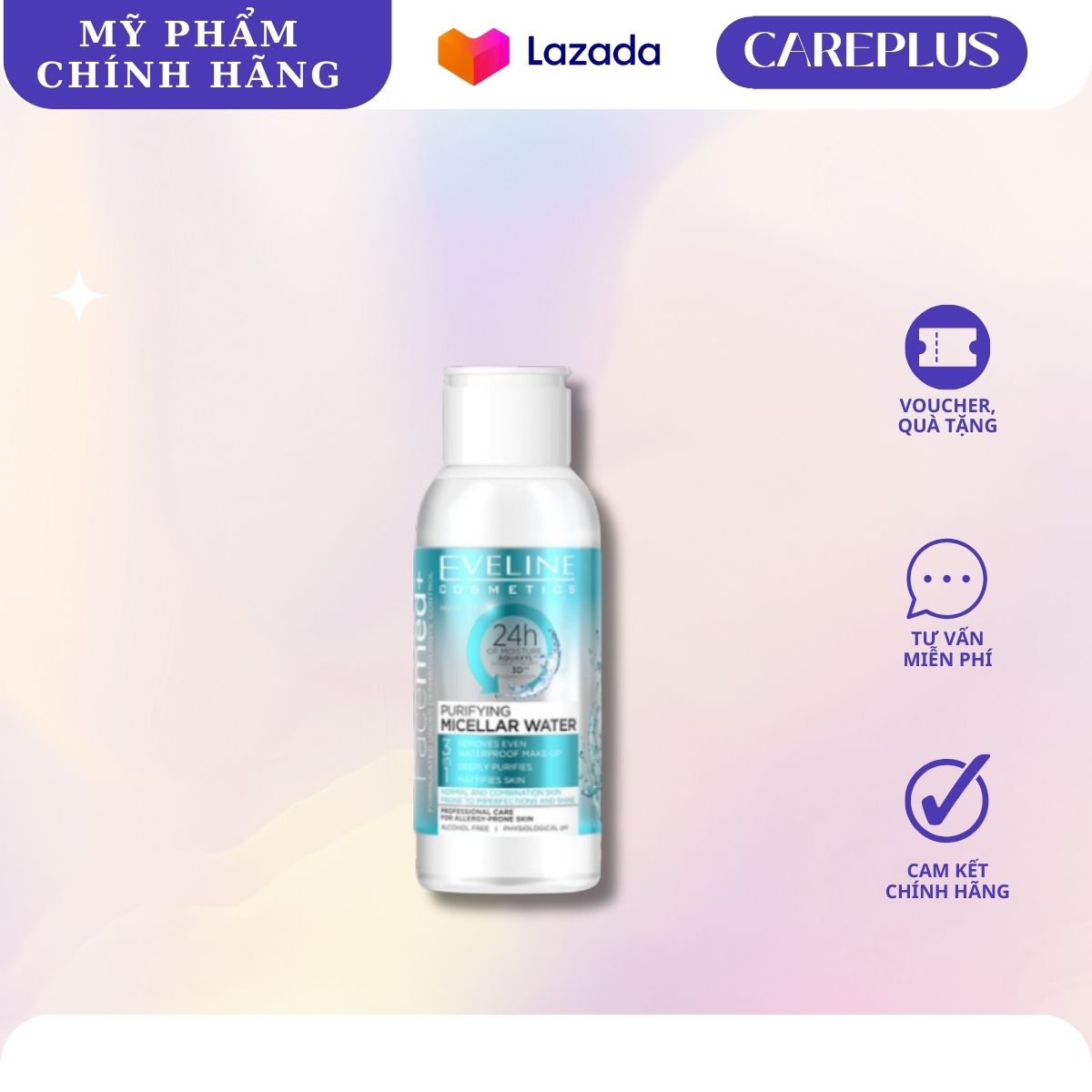 Nước tẩy trang Eveline Facemed+ mềm mịn da dành cho da thường và hỗn hợp 100ML