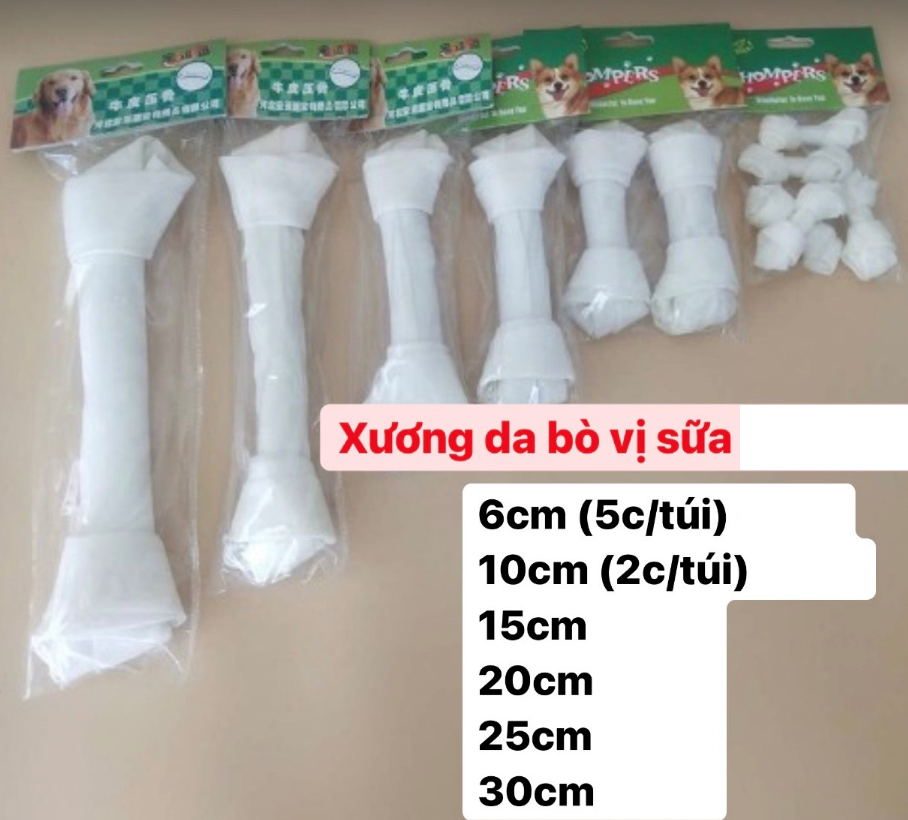 XƯƠNG DA BÒ VỊ SỮA CHÓ MÈO THÚ CƯNG SẠCH RĂNG THƠM MIỆNG BỔ SUNG CANXI ĐỦ KÍCH CỠ