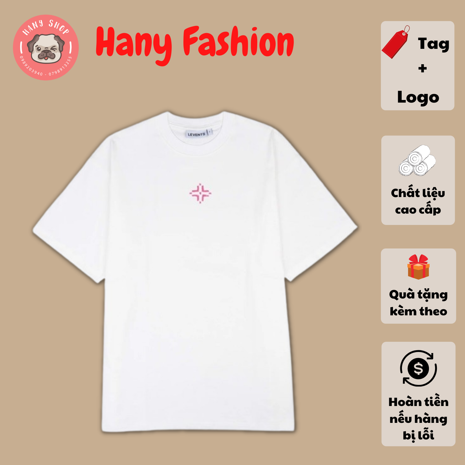 Áo thun tay lỡ Levents XL Logo màu trắng unisex nam nữ form áo từ ...