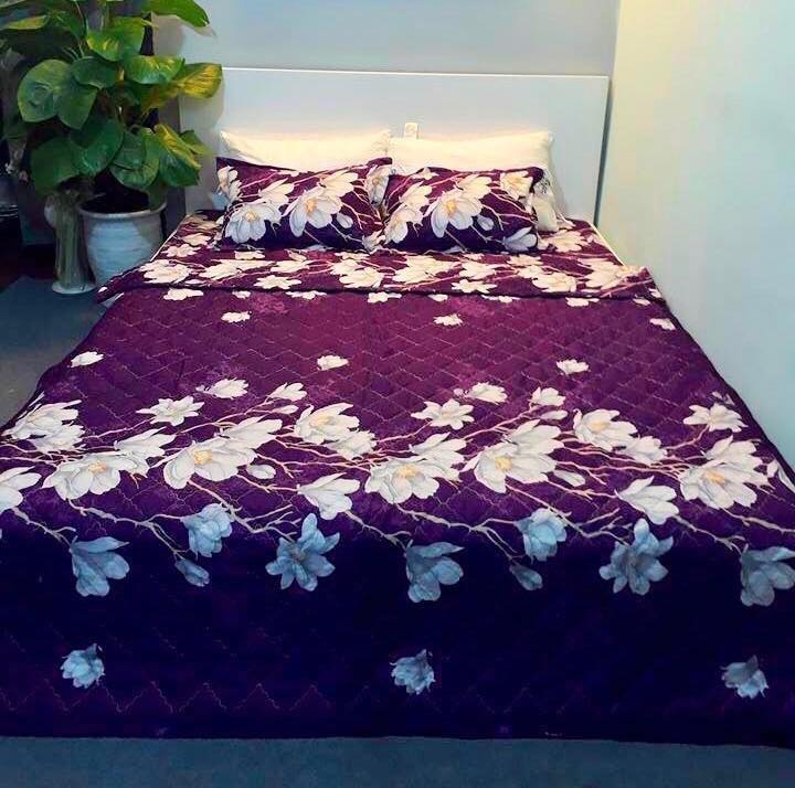 (FreeShip MAX) Bộ Chăn Ga Gối, Hoa Lan Tím -kovico  drap giường, ga giường, ra giường, drap trải giường,ga trải giường, drap trải giường đẹp ga trải giường cưới, bộ ga trải nệm mát, ga giường cưới,Ga giường spa