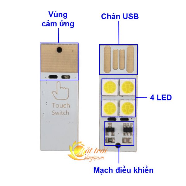 Đèn 4 LED siêu mỏng cảm ứng cắm cổng USB