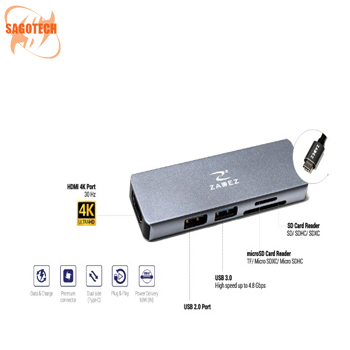 Bộ chuyển đổi Type-C Hub Zadez ZAH-515 (5 trong 1)