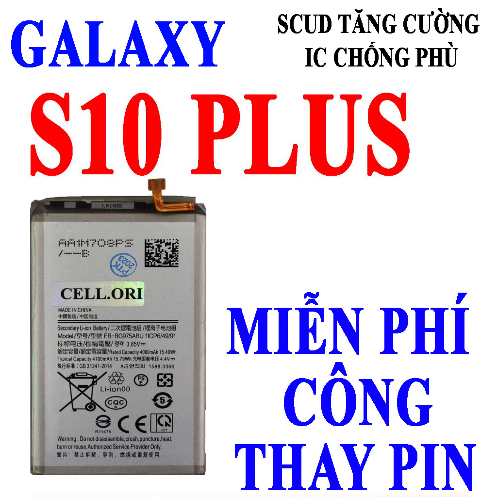 Pin Scud cho Samsung Galaxy S10 Plus EB-BG975ABU 4100mAh (Trắng)