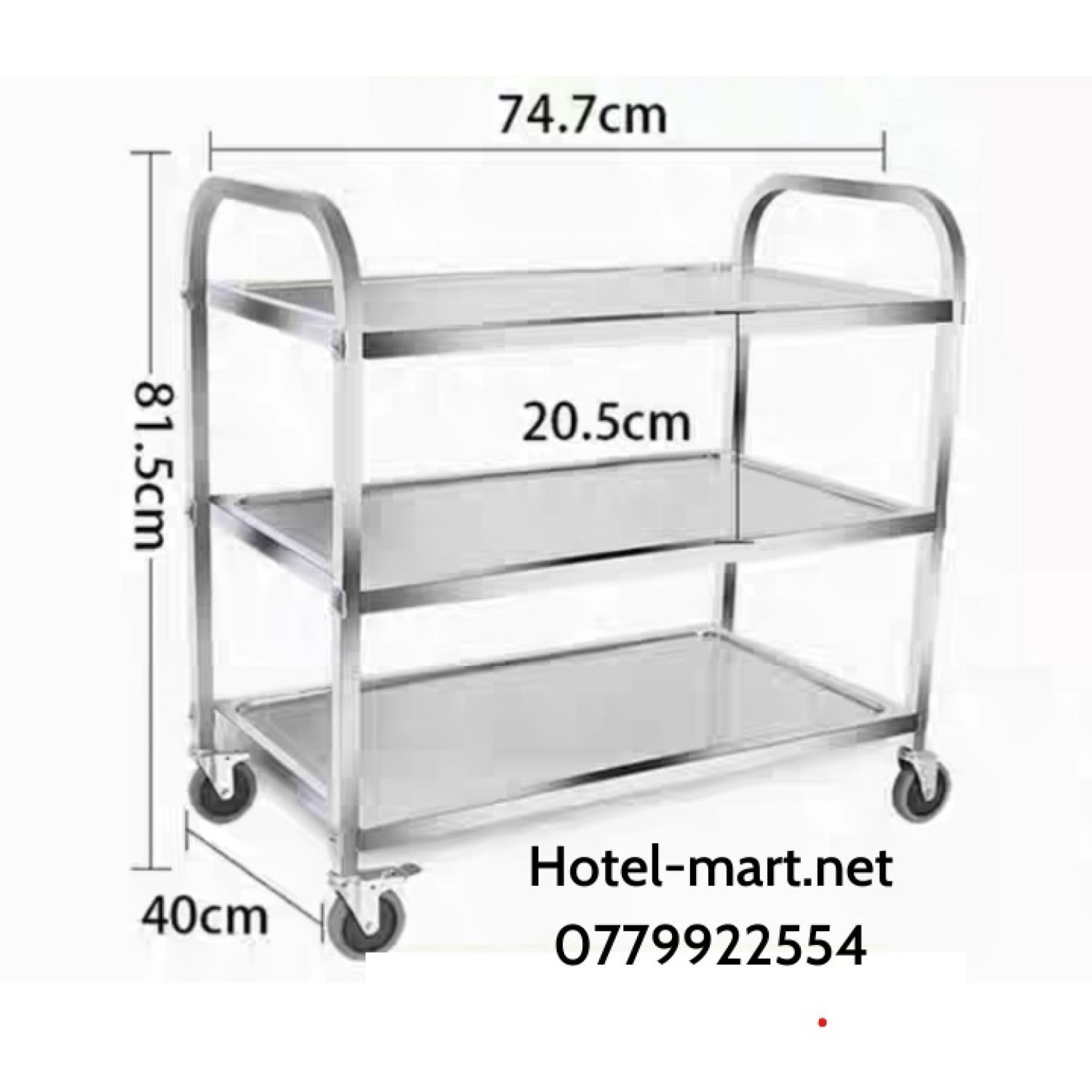 Xe Đẩy Thức Ăn Inox Dọn Dẹp 3 Tầng