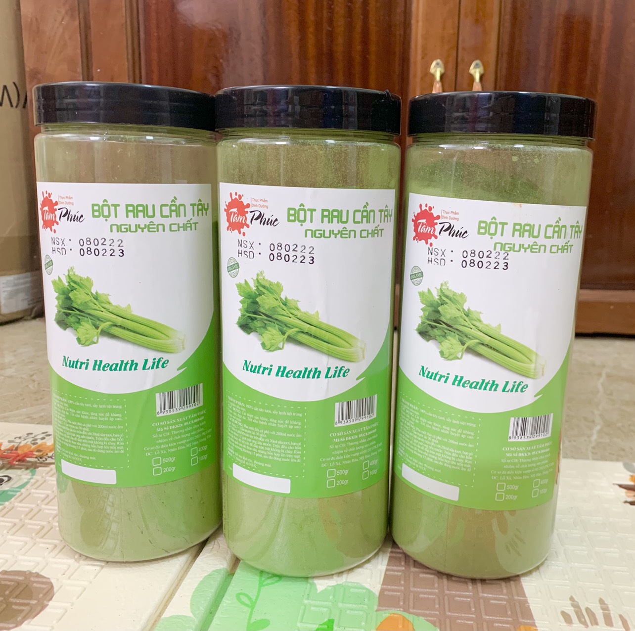 Hộp 500g bột cần tây sấy lạnh Tâm Phúc, bột cần tây nguyên chất, giúp giảm cân, huyết áp cao, đẹp da, giữ dáng