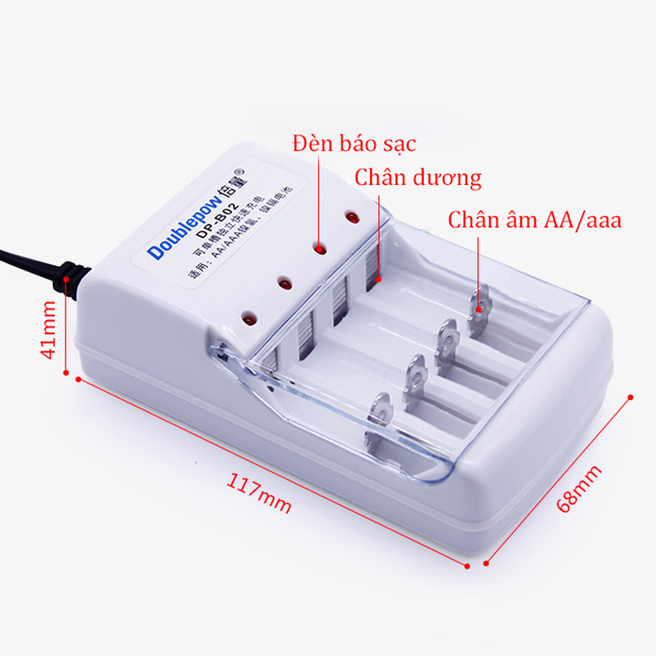 Bộ sạc + 4 pin Double 1200mah