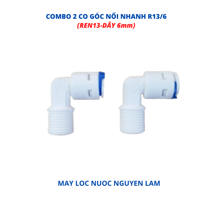 (HCM) Cút Nối Ren 13 Dây 6mm (Cút Góc Nối Nhanh R13/6)