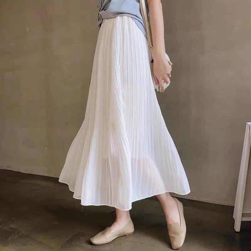 Chân váy dáng dài dập ly cao cấp quảng châu dài 81cm chân váy midi