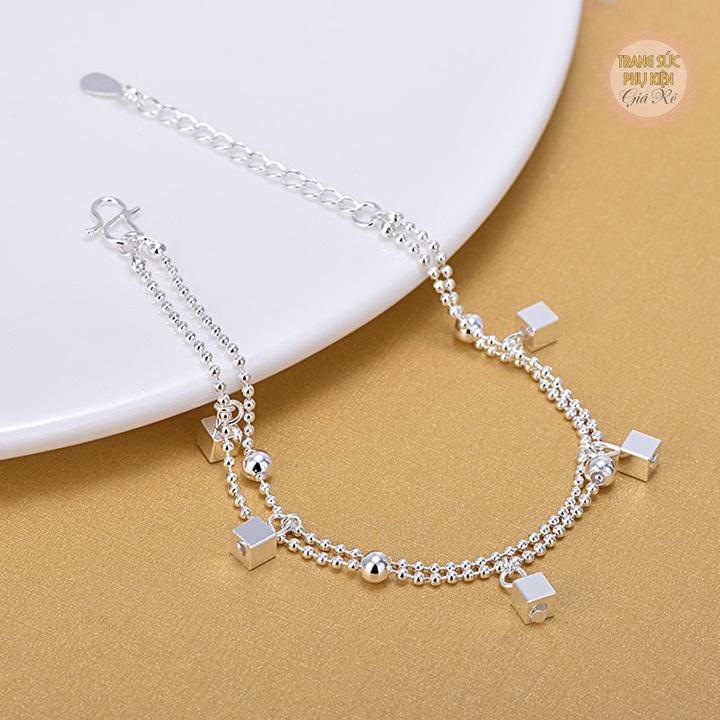 Lắc chân dây đôi hạt vuông LC35