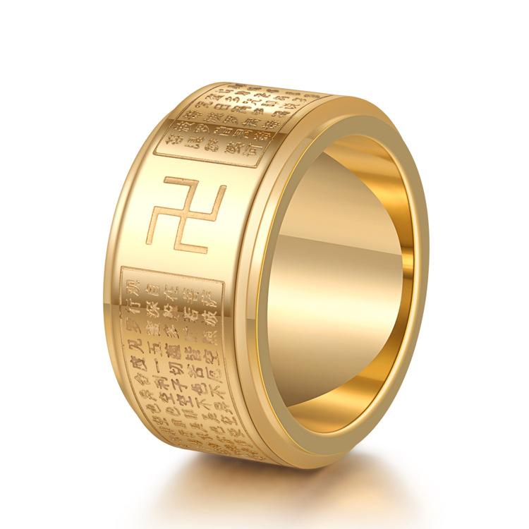 [HCM]Nhẫn Titan Xoay Bát Nhã Tâm Kinh Khắc Chữ VẠN Loại Cao Cấp ( nhiều size)