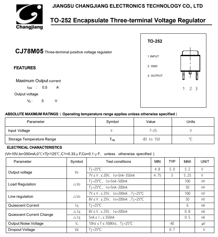 Bộ 10 IC nguồn 78M05 5V 0.5A TO-252
