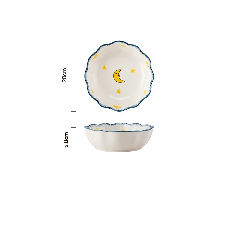 Chén đĩa, bát đĩa sứ cao cấp hoa văn mặt trăng, bát đĩa sứ nhà hàng sang trọng, bát đĩa decor, bát đĩa dùng lò vi sóng