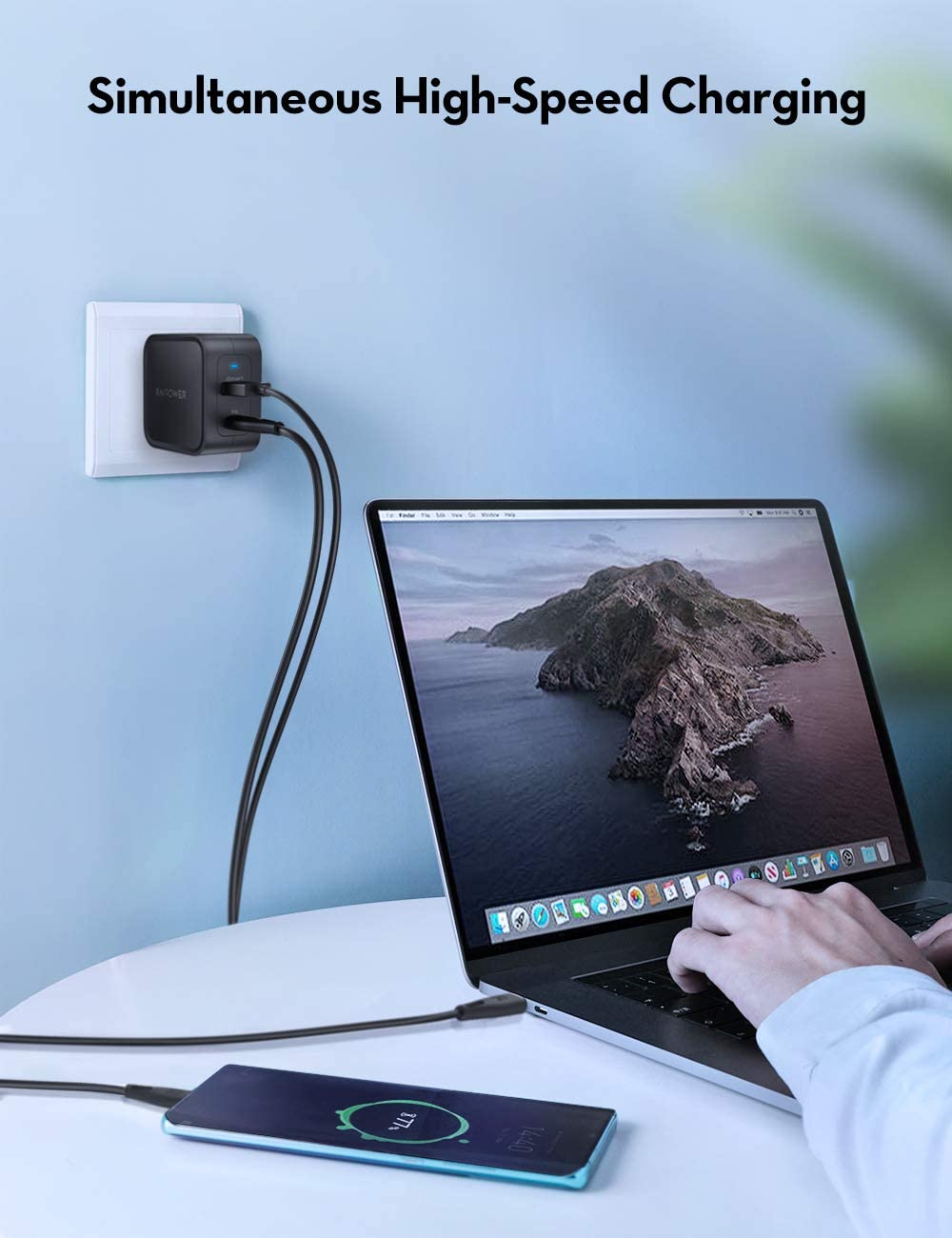 Củ sạc nhanh RAVPower 2 cổng - 65W PD [GaN tech] RP-PC133/CPCN002 [BH12T]