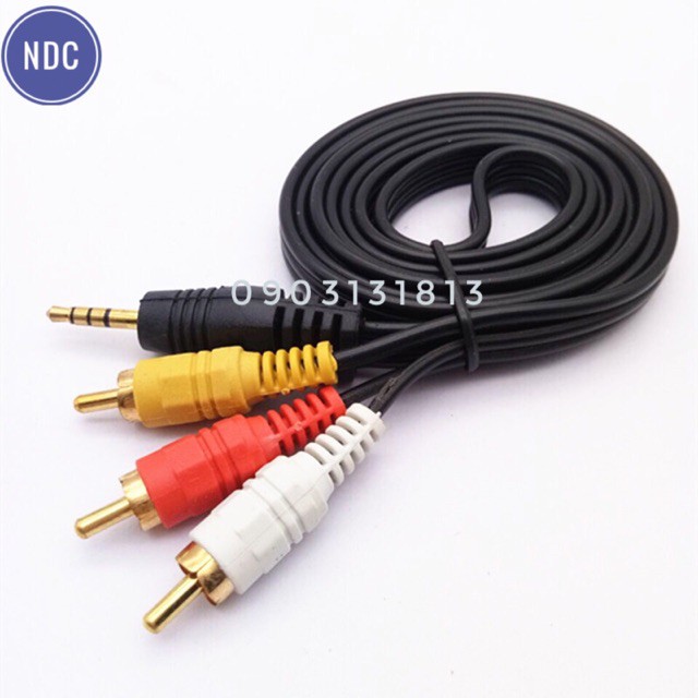 Cáp AV 3.5 ra 2 đầu, 3 đầu bông sen (Cáp 3.5mm loại 1, cáp to)