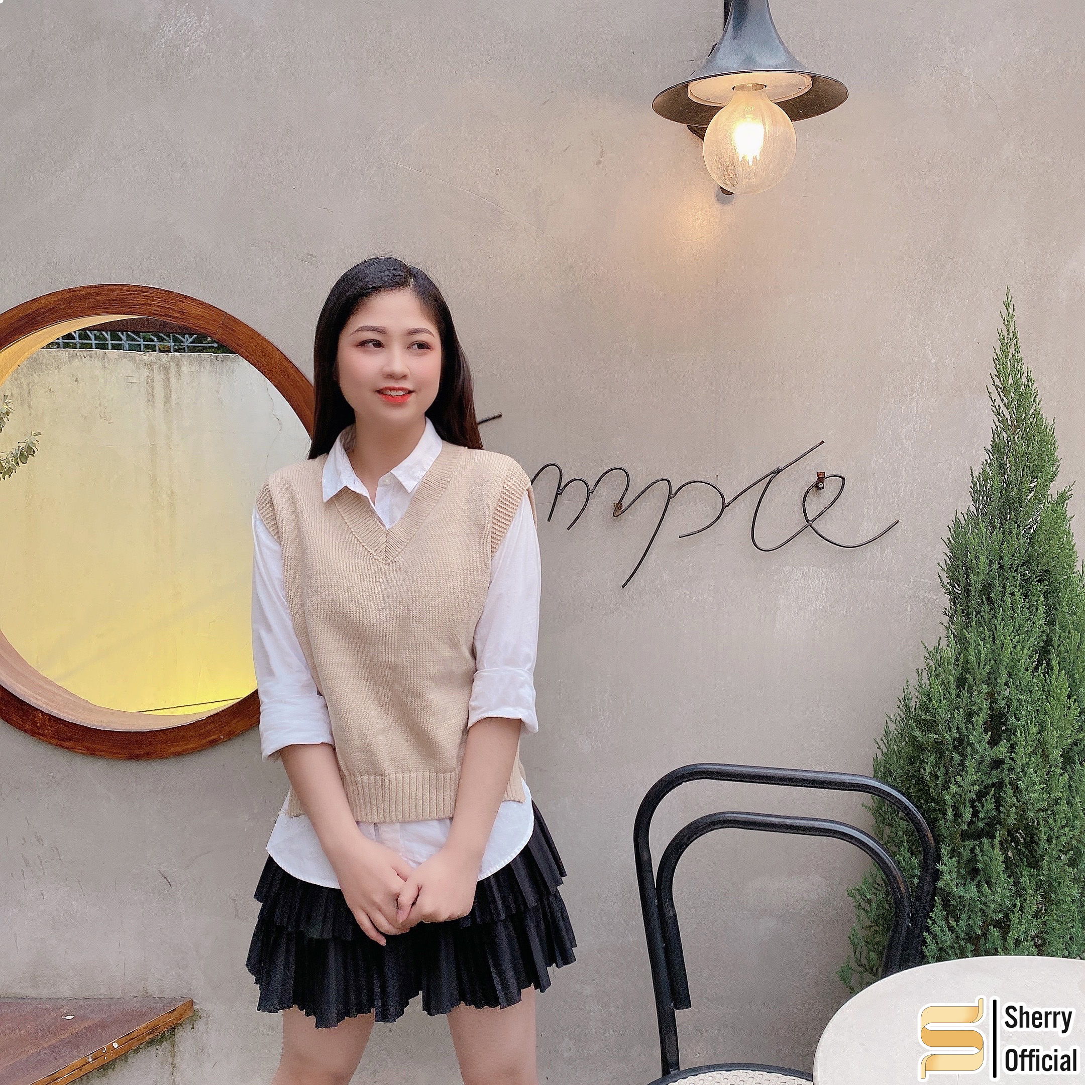 Áo gile nữ mỏng cổ tim
