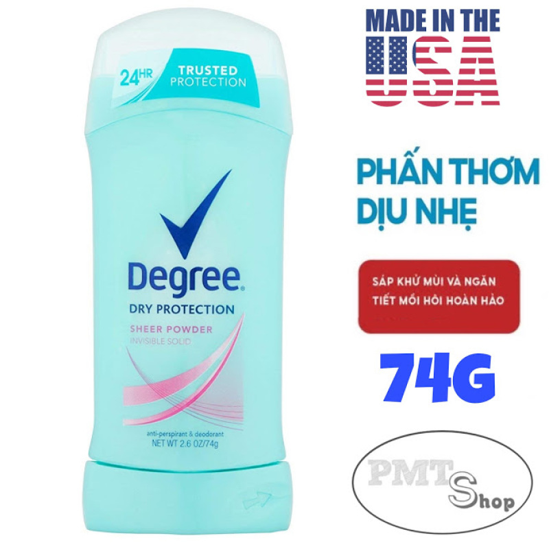 [USA] Lăn sáp khử mùi nữ Degree Women Sheer Powder invisible solid 74g ngăn mồ hôi suốt 24h - Mỹ cao cấp