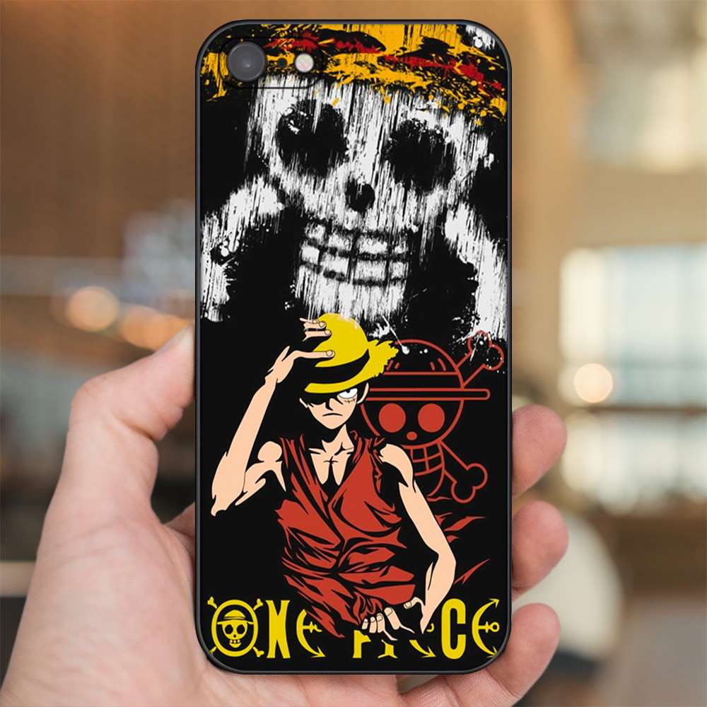 Ốp lưng iPhone 7, 8 dẻo đen cạnh vuông in hình Luffy One Piece