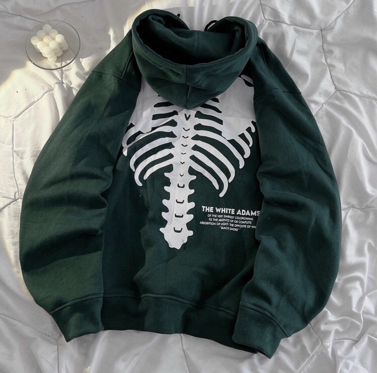 Áo hoodie nữ form rộng, áo khoác hoodie nữ hot bộ xương, áo khoác nữ form rộng đi học