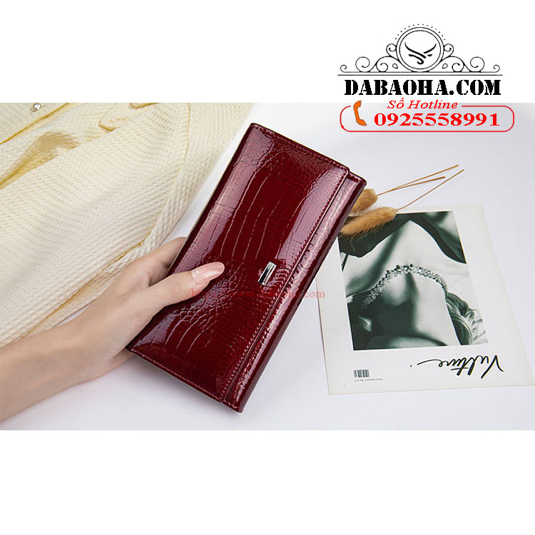 Ví dài nữ da bò thật BHM1069 Ví gập đôi