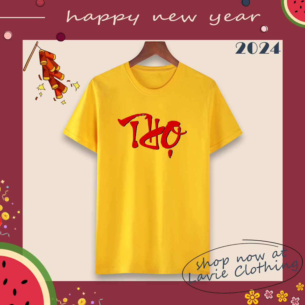 Áo thun TẾT 2024 in hình chữ THỌ - UTET03 - Lavie Clothing