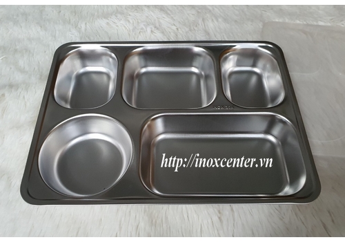 [HCM]Khay cơm 5 ngăn sâu lòng inox lớn - inox 304 ( Không nắp nhựa)