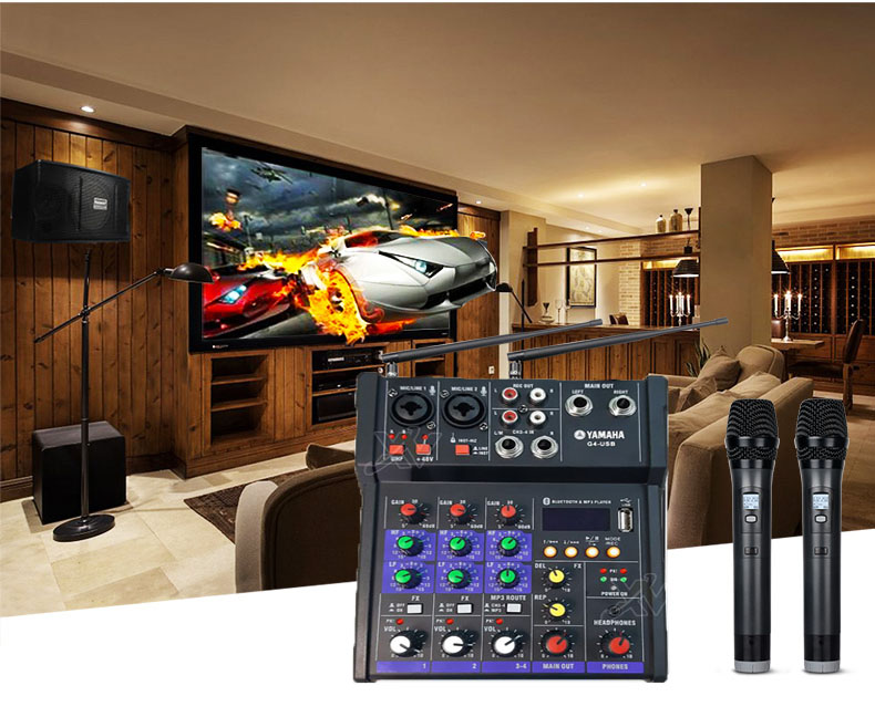 [HCM]Trọn Bộ Bàn Trộn Âm Thanh Kiêm Lọc Âm Mixer Ya.Ma.Ha G4 Kèm 2 Mic - Mua Combo Mixer G4 Live Stream Hỗ Trợ Màn Hình Led Có Bluetooth Kiêm 2 Mic Không Dây Tiện Cho Oto Loa Kéo Và Các Loa Khác Chuyên Nghiệp Karaoke Gia Đình ÂmThanh Sống Động