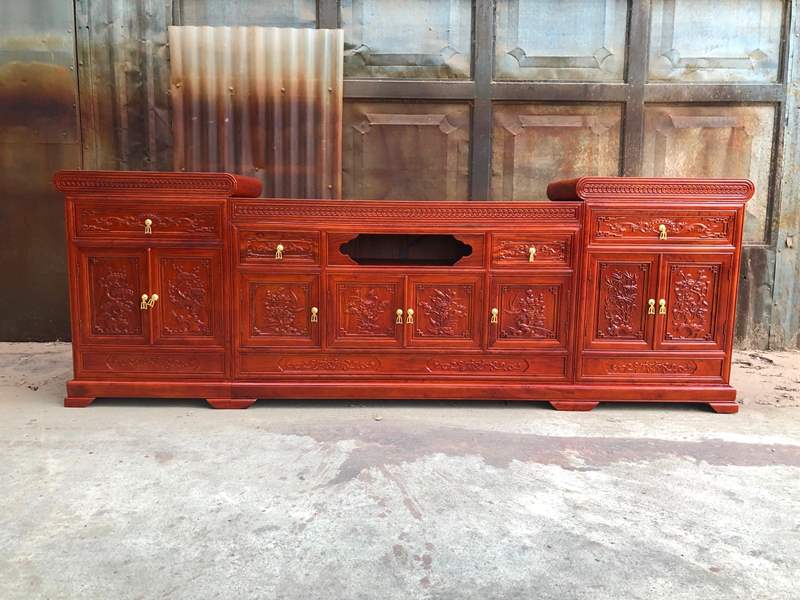 Kệ Tivi Gỗ Mõ Lõm Gỗ Hương Đá