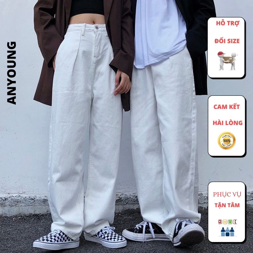 Quần Kaki ANYOUNG trắng đen form rộng