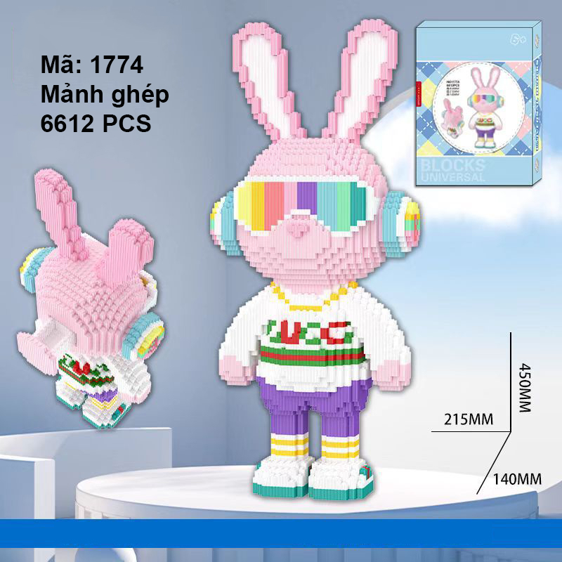 Mô hình lắp ráp lego bearbrick 45cm DUZ đồ chơi lắp ráp hình thú chú gấu violent bears cỡ lớn