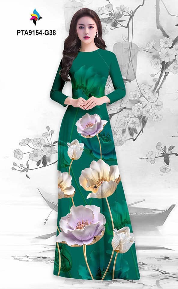 Áo Dài  In Hoa 3D Lụa Nhật Siêu Đẹp [Không Kèm Quần]