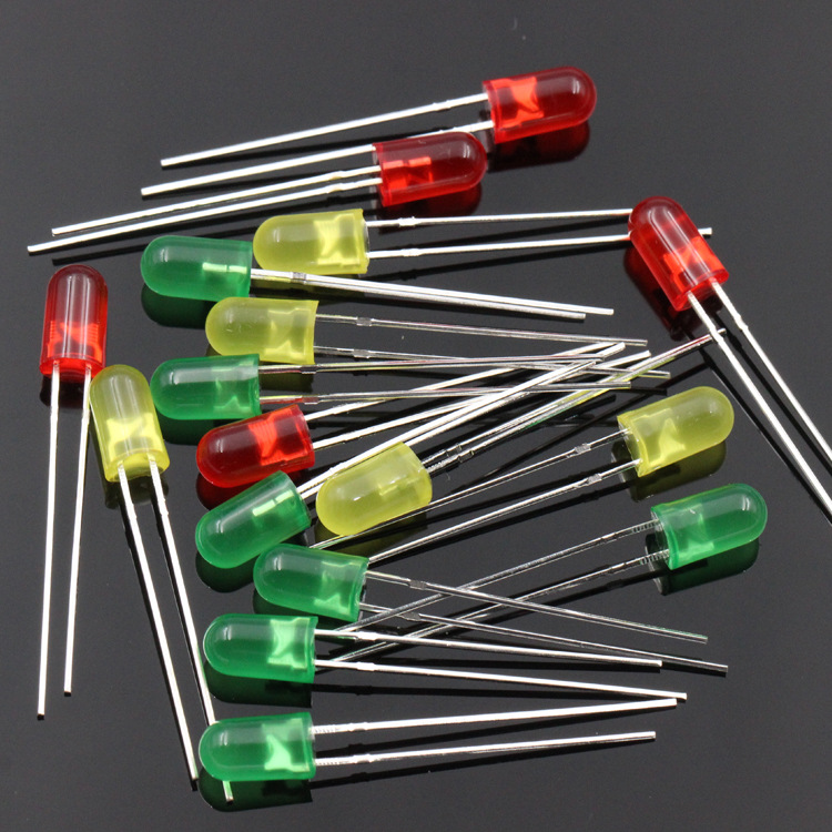 Gói 10 con - led phủ màu phi 5, led phủ màu 5mm, đỏ, xanh lá,vàng