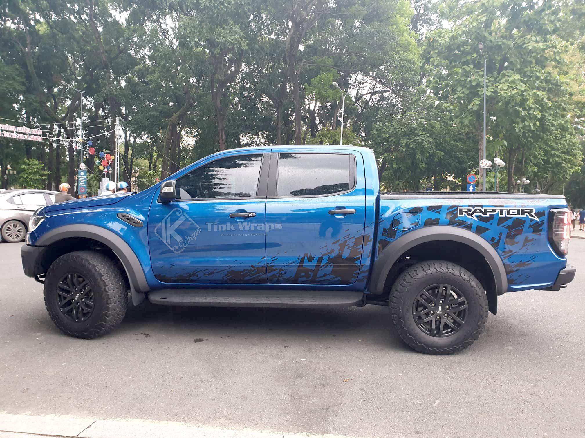 Tem dán sườn Tires Raptor [Xanh]