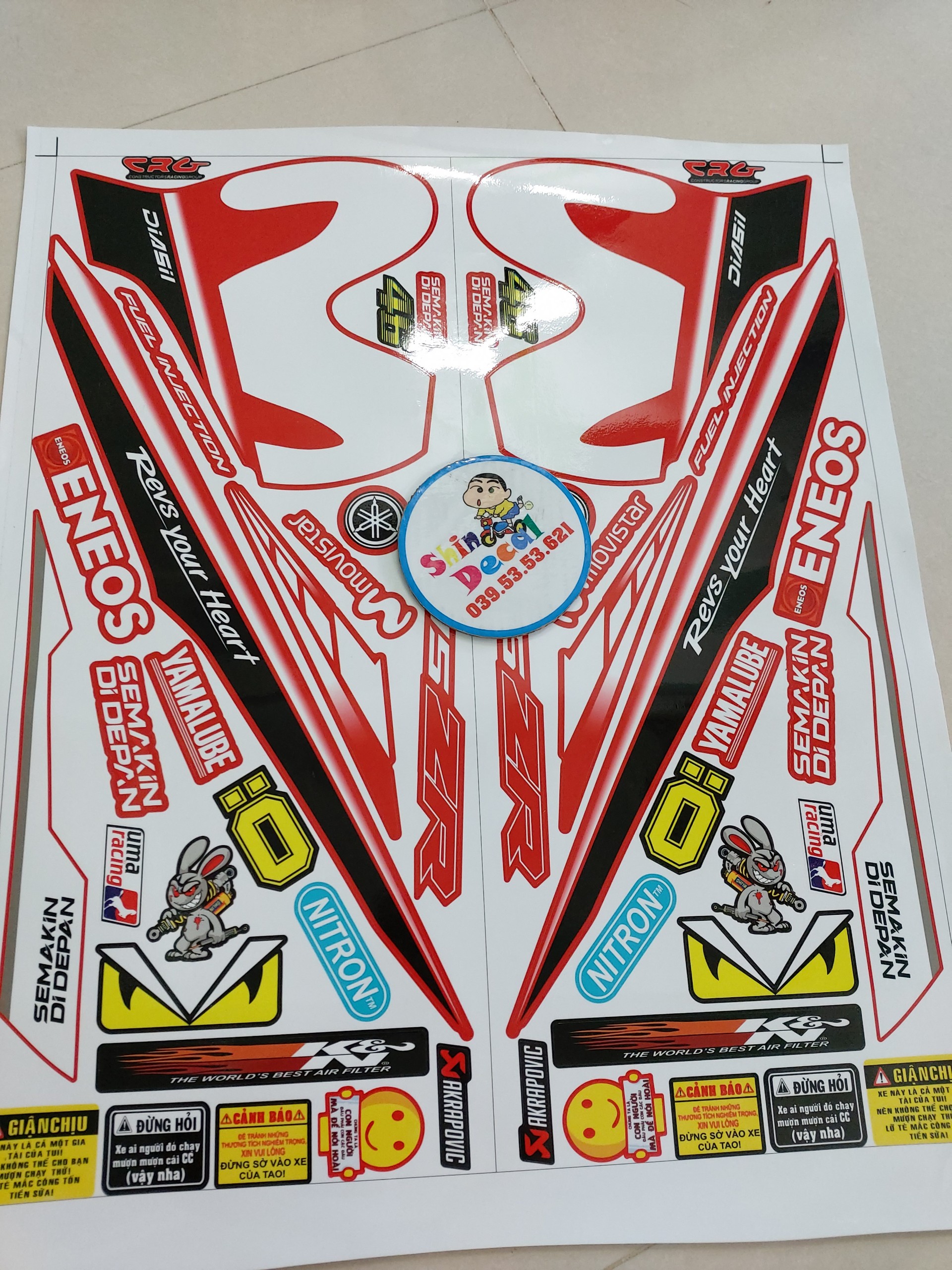 Tem exciter 150 movistar y15zr tặng logo