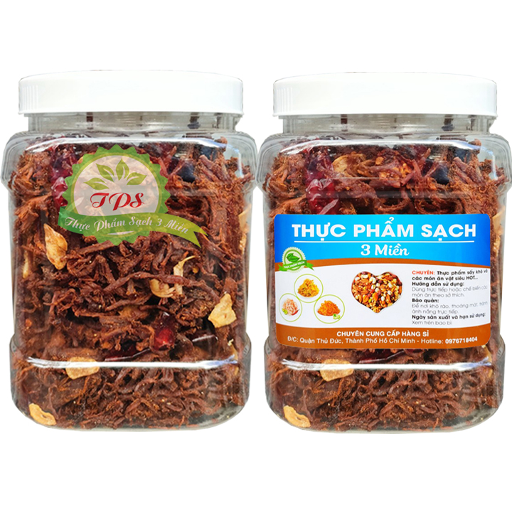Khô heo sấy tỏi ớt hàng ngon - hũ 500g hiệu tps siêu ngon