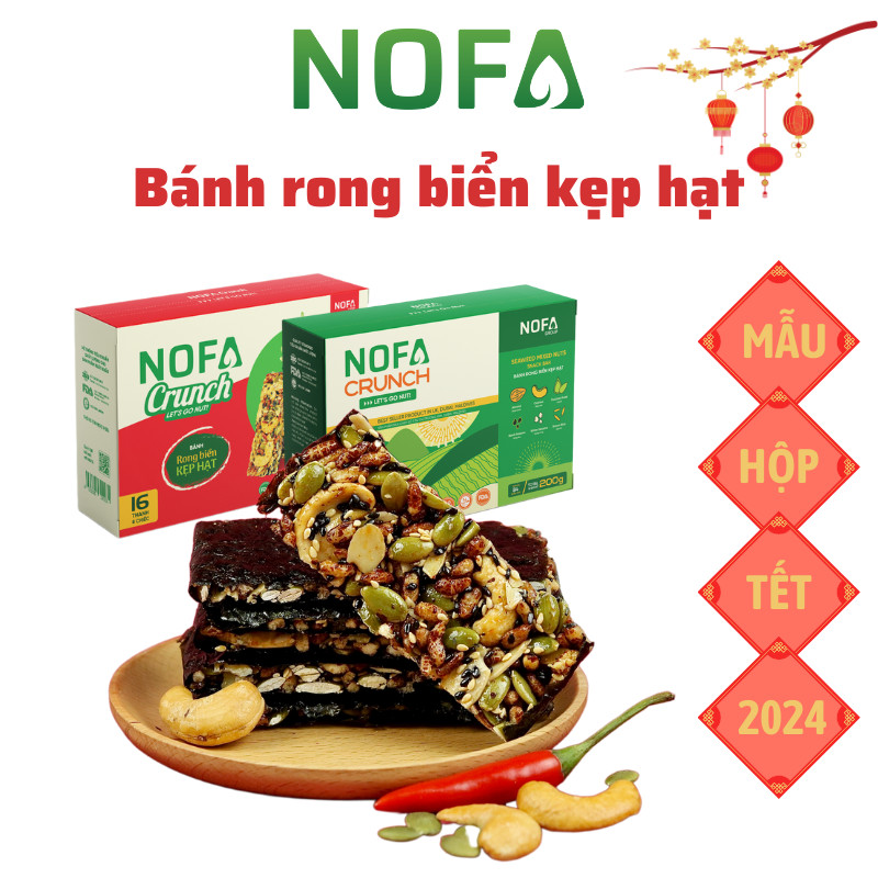Bánh rong biển kẹp hạt dinh dưỡng Nofa hộp 8 bánh 200g