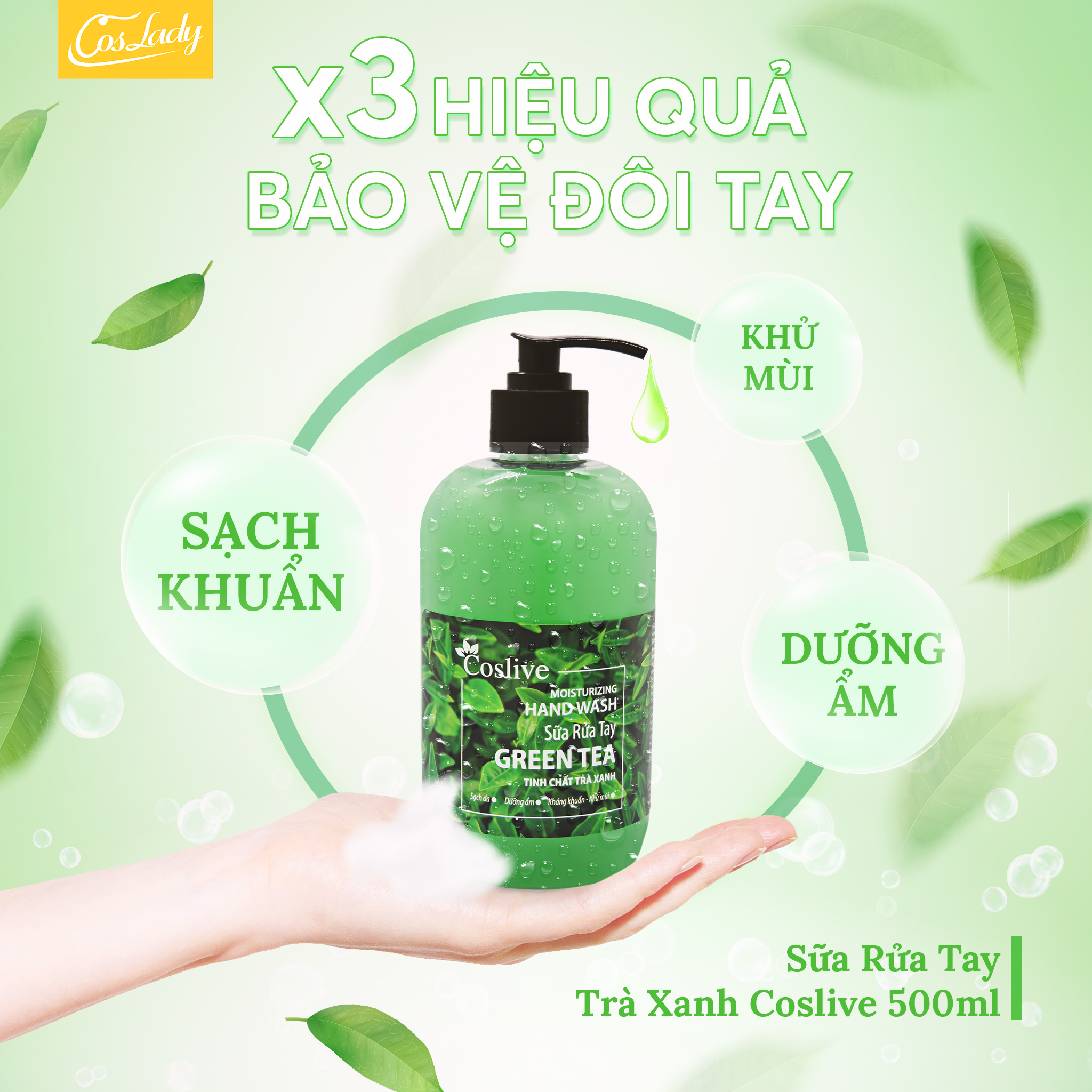 [HCM]SỮA RỬA TAY TRÀ XANH 500ML