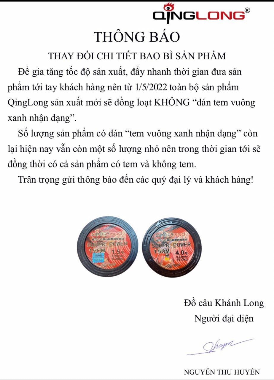 Cước câu cá tàng hình Qinglong Super Power 150m các cỡ