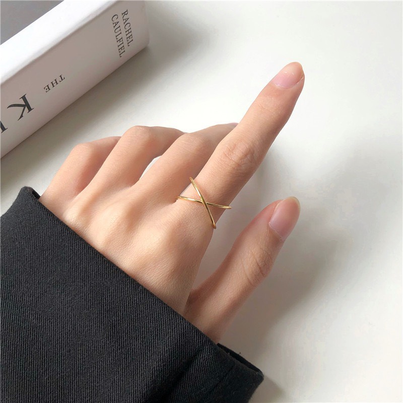 Nhẫn nũ chữ X đơn giản, kiểu dáng basic Her Jewelry N20