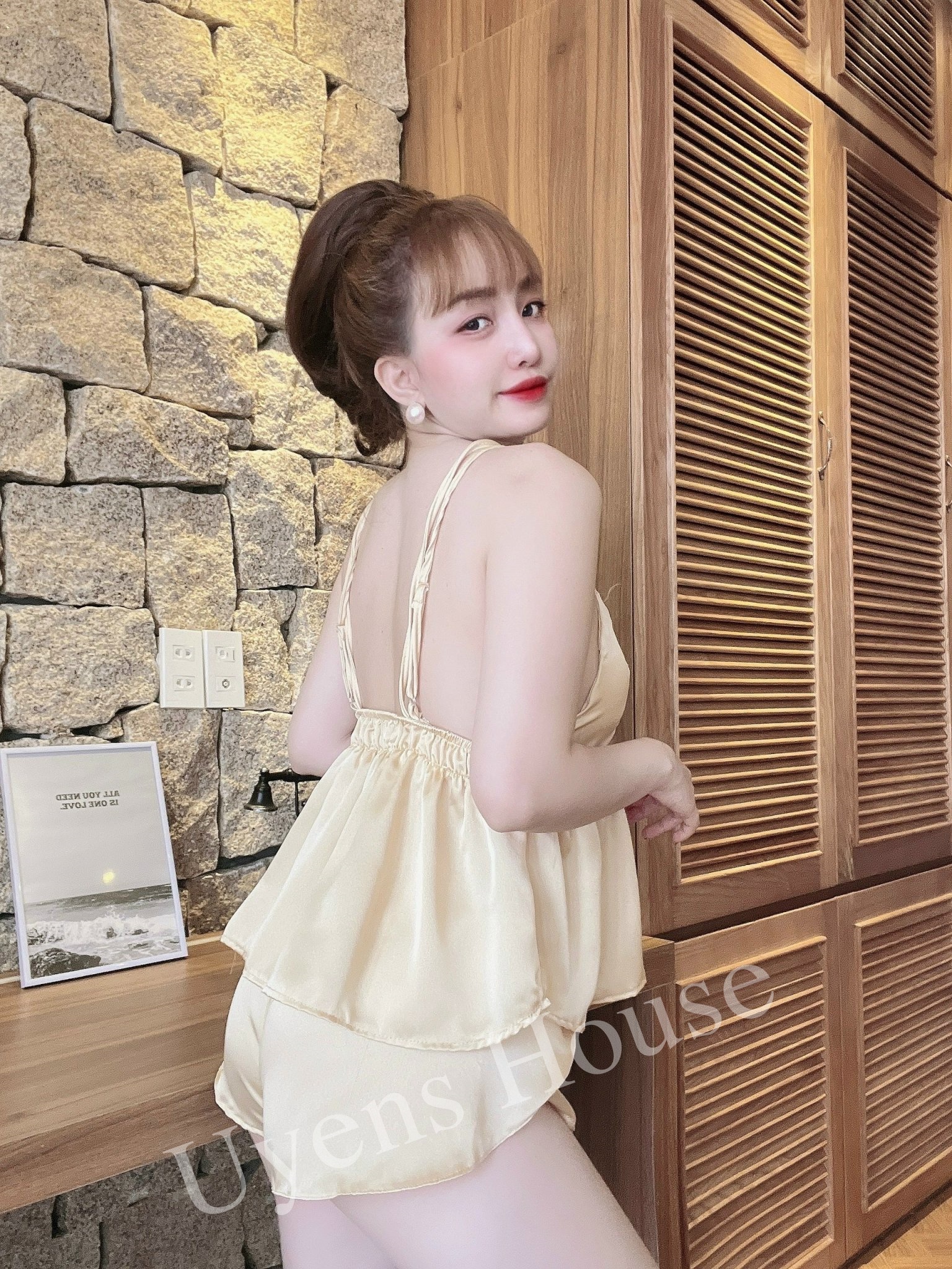 [SIZE 40-65KG] Bộ ngủ có mút ngực chất satin mềm, mịn, mát