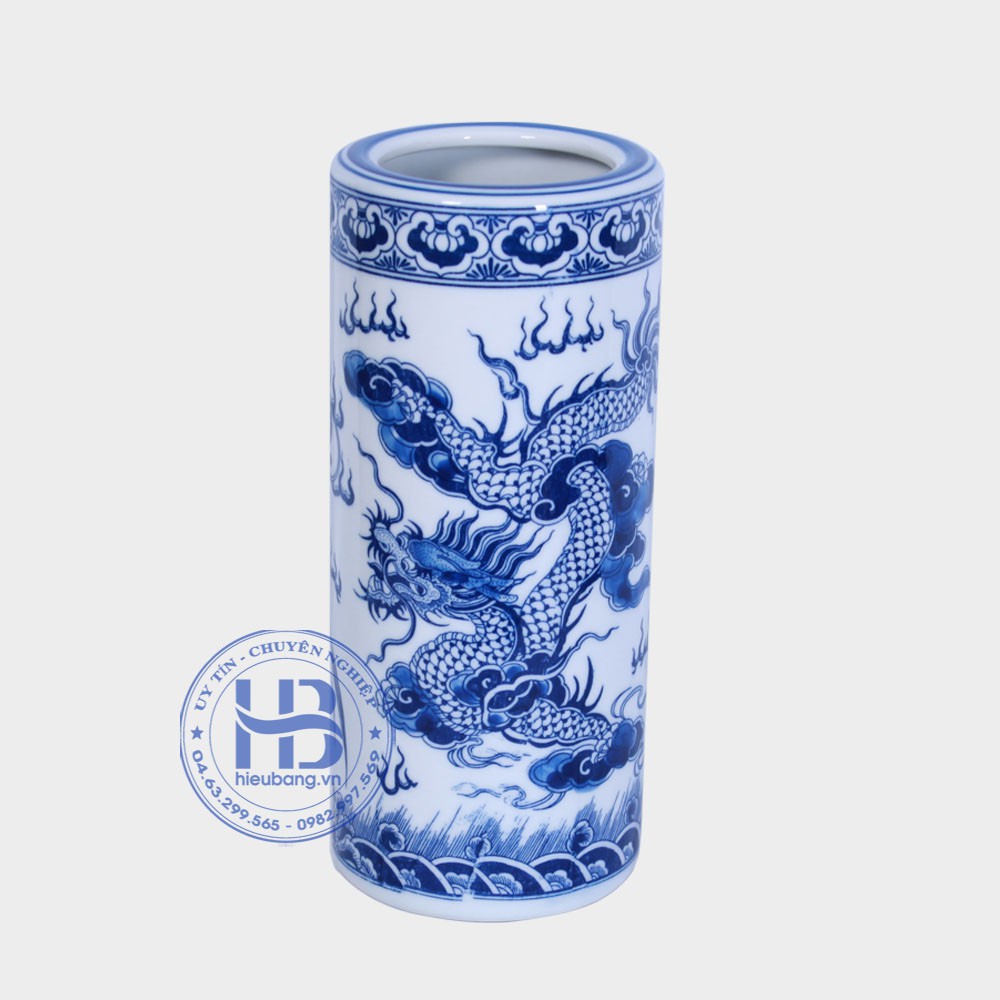 Ống cắm hương thờ cúng men lam