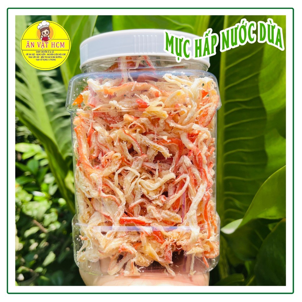 Mực hấp nước cốt dừa Hũ 500.gram - mực xé sợi cực ngon