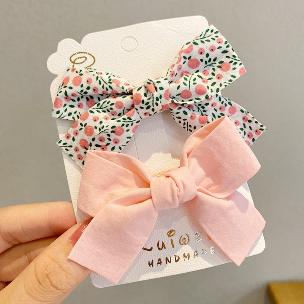 Set 2 kẹp tóc phối nơ cho bé gái siêu dễ thương (màu siêu đẹp)