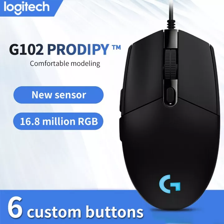 Chuột có dây logitech g102 gaming prodigy rgb led 8000dpi gaming mouse, chuột game logitech độ nhạy cao