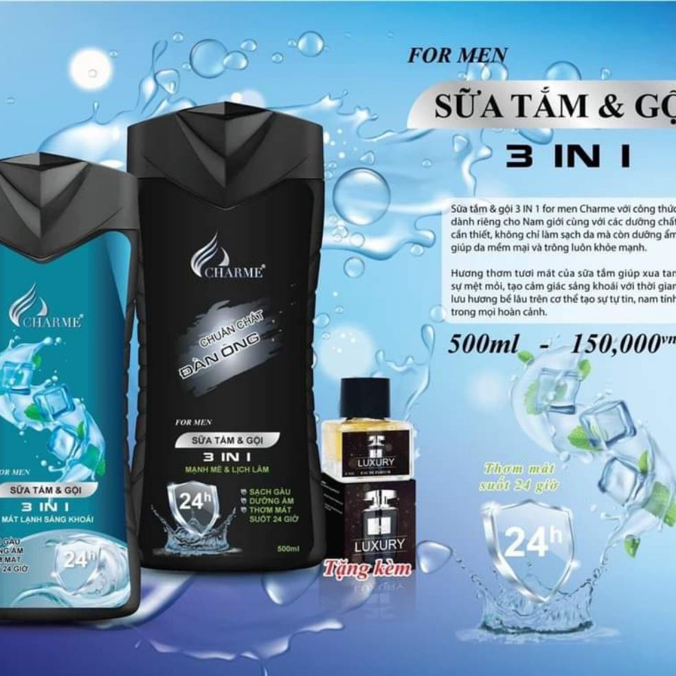 Sữa tắm & gội 2in 1 chame cho nam