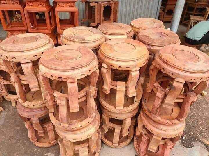 Kỷ tròn gỗ hương (cao 30cm, mặt 30cm)