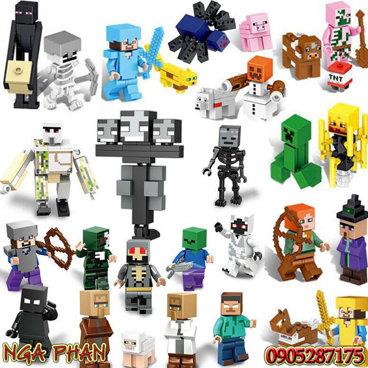 Minifigures Nhân Vật Minecraft Siêu Đẹp Kèm Trang Bị Đồ Chơi Xếp Hình Lắp Ráp Unofficial Lego MOC DIY